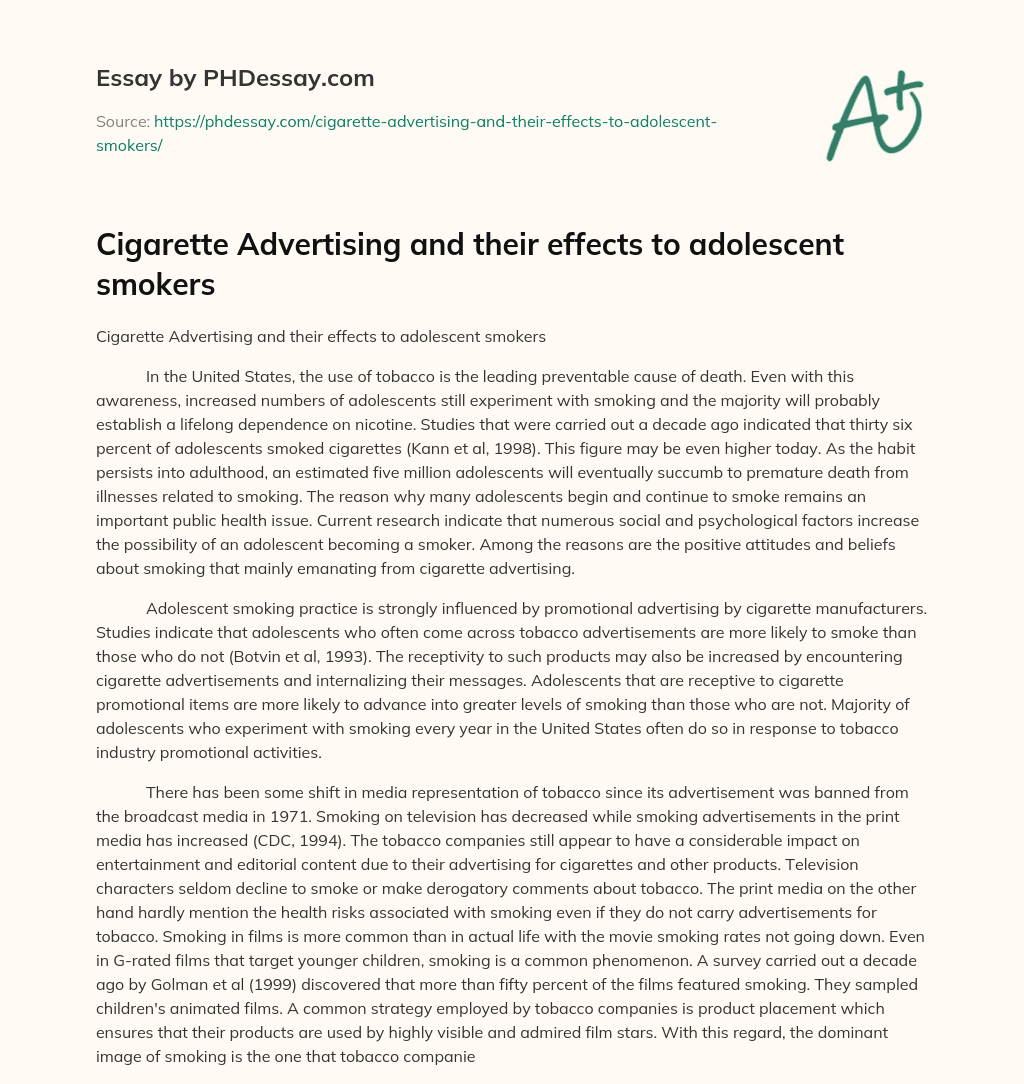 cigarette advertising essay