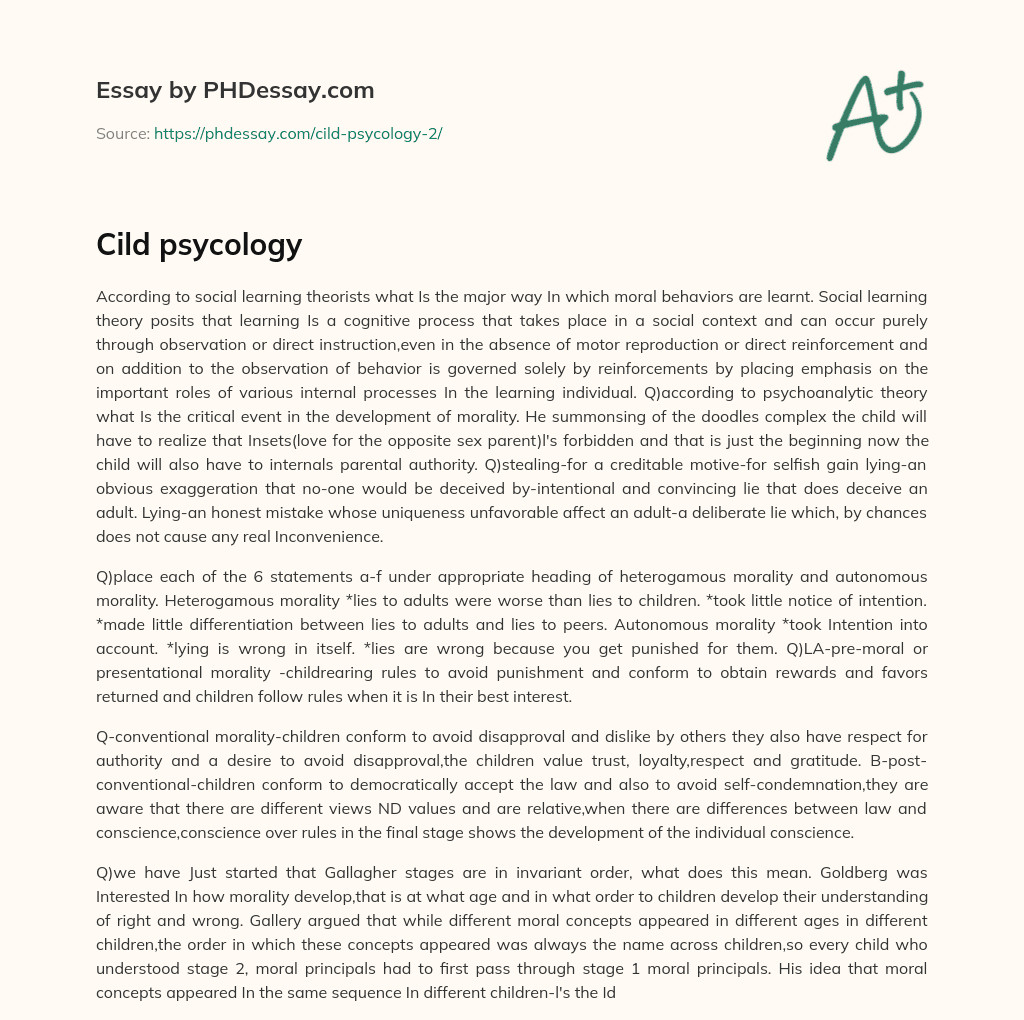 Cild psycology essay