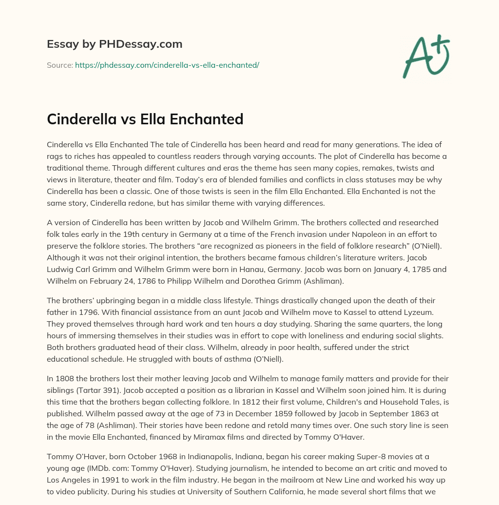 Cinderella vs Ella Enchanted essay