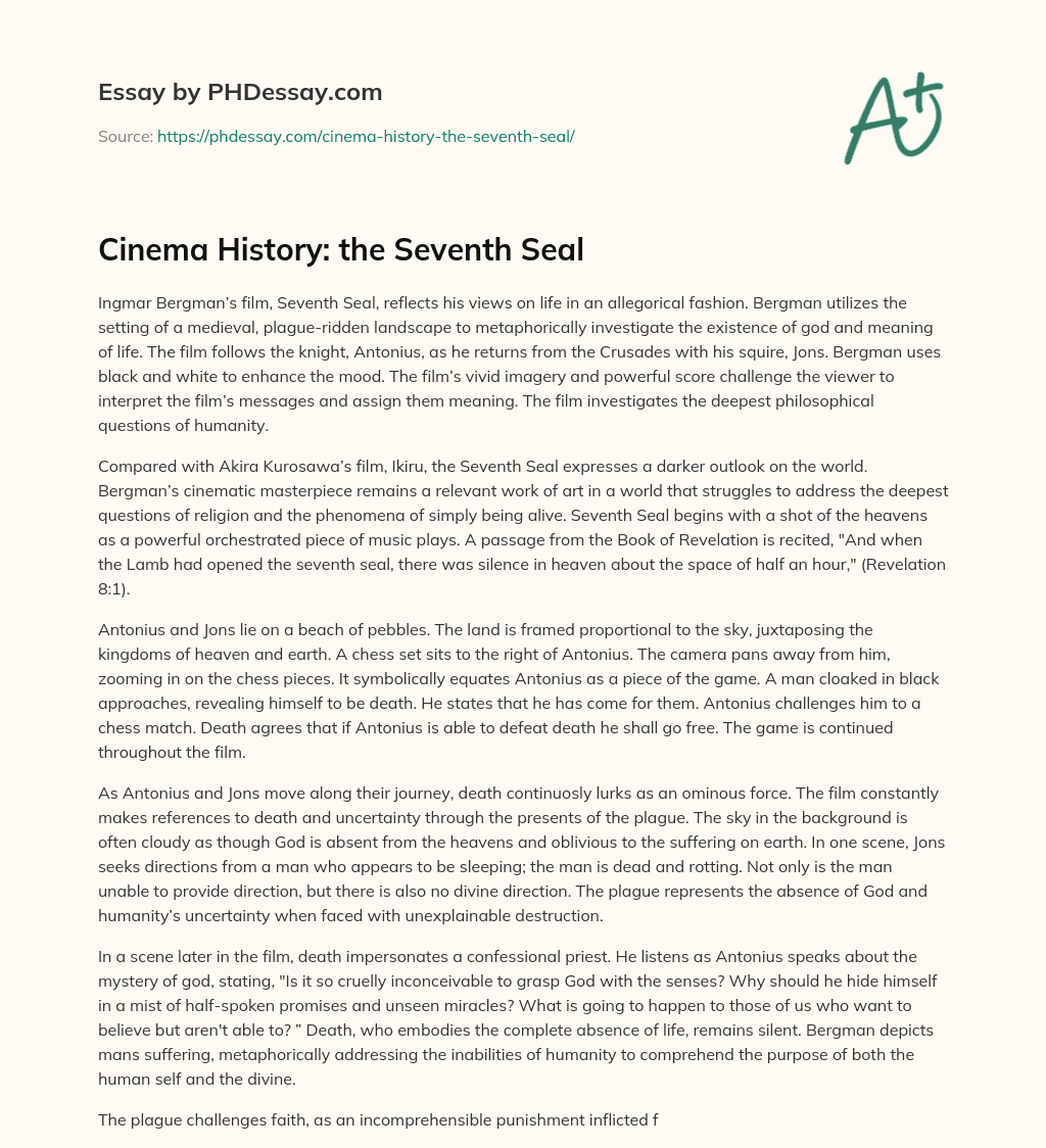 Cinema History: the Seventh Seal essay
