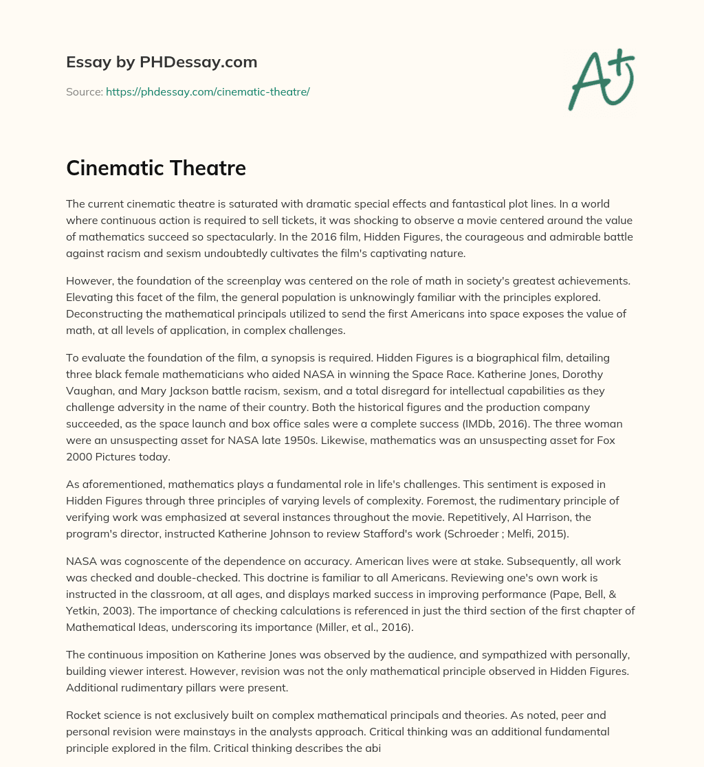Cinematic Theatre essay