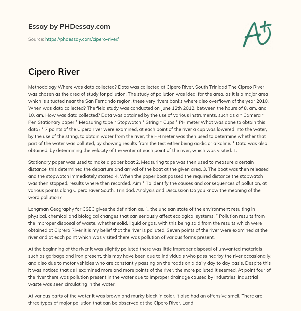 Cipero River essay