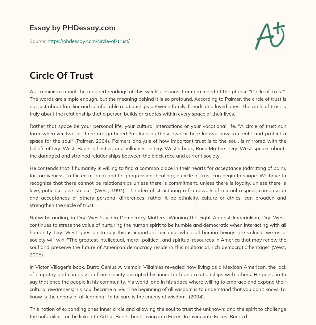 Circle Of Trust essay