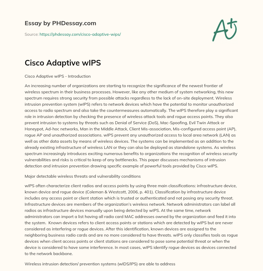 Cisco Adaptive wIPS essay