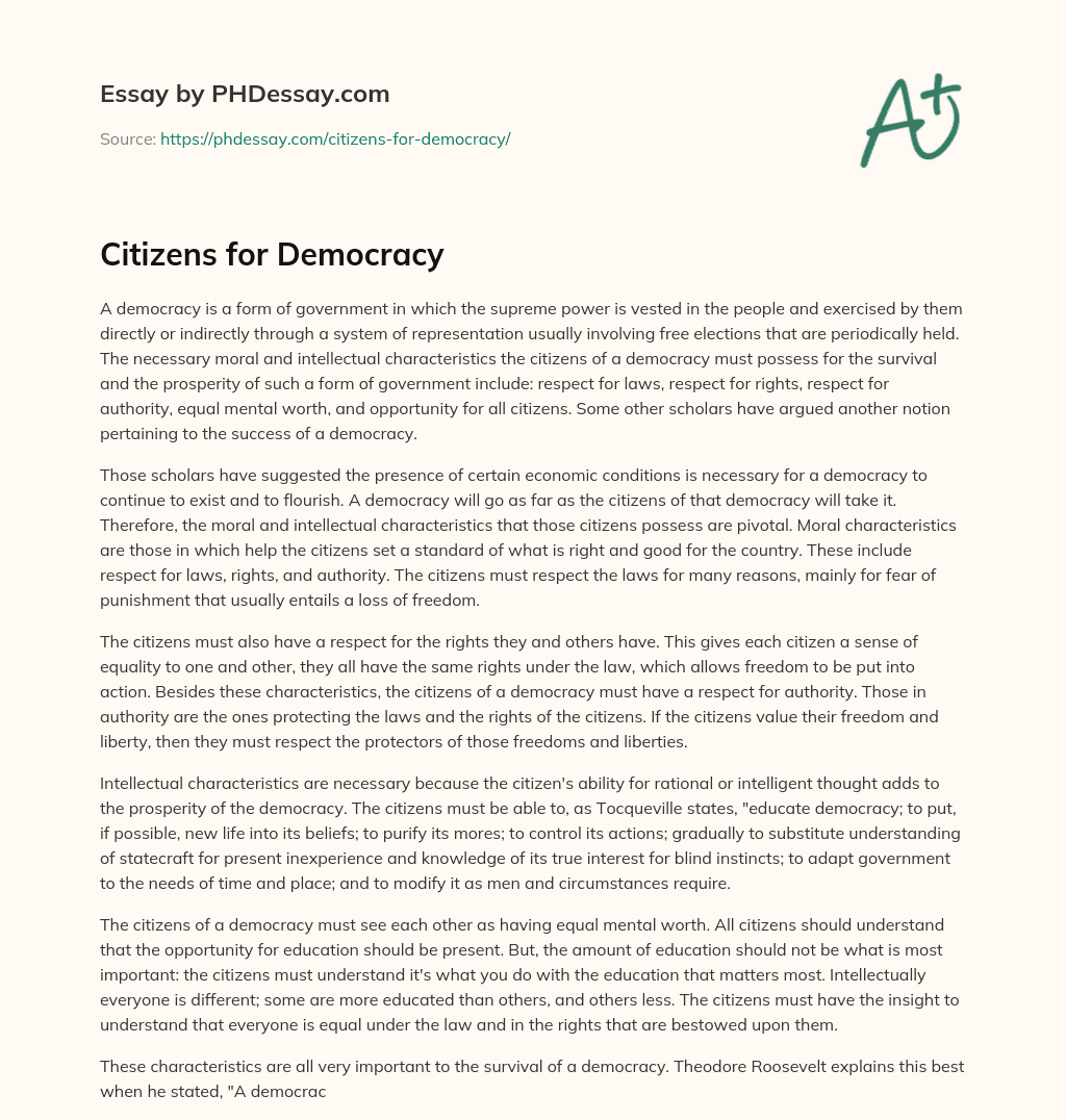 Citizens for Democracy essay