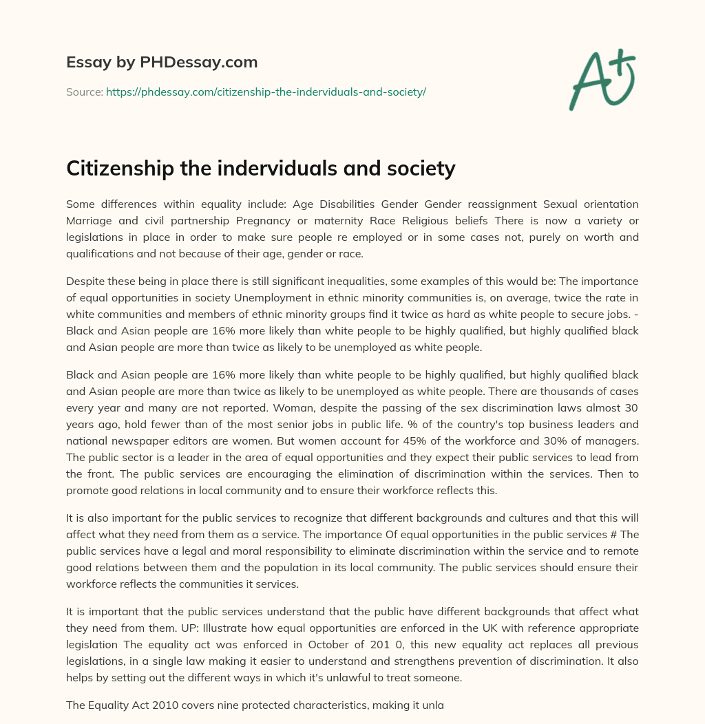 Citizenship the inderviduals and society essay