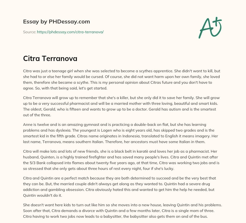 Citra Terranova essay