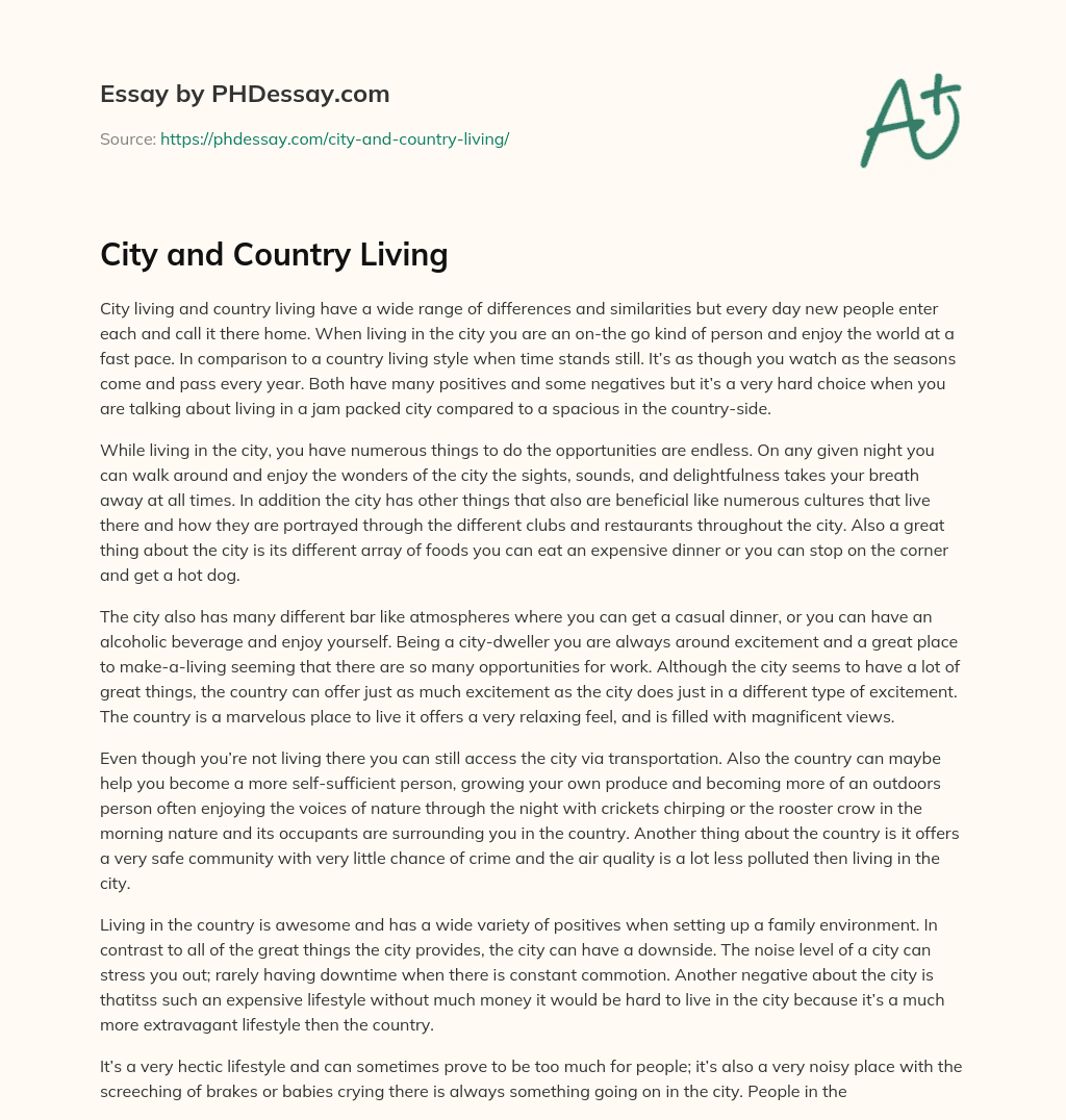 City and Country Living essay