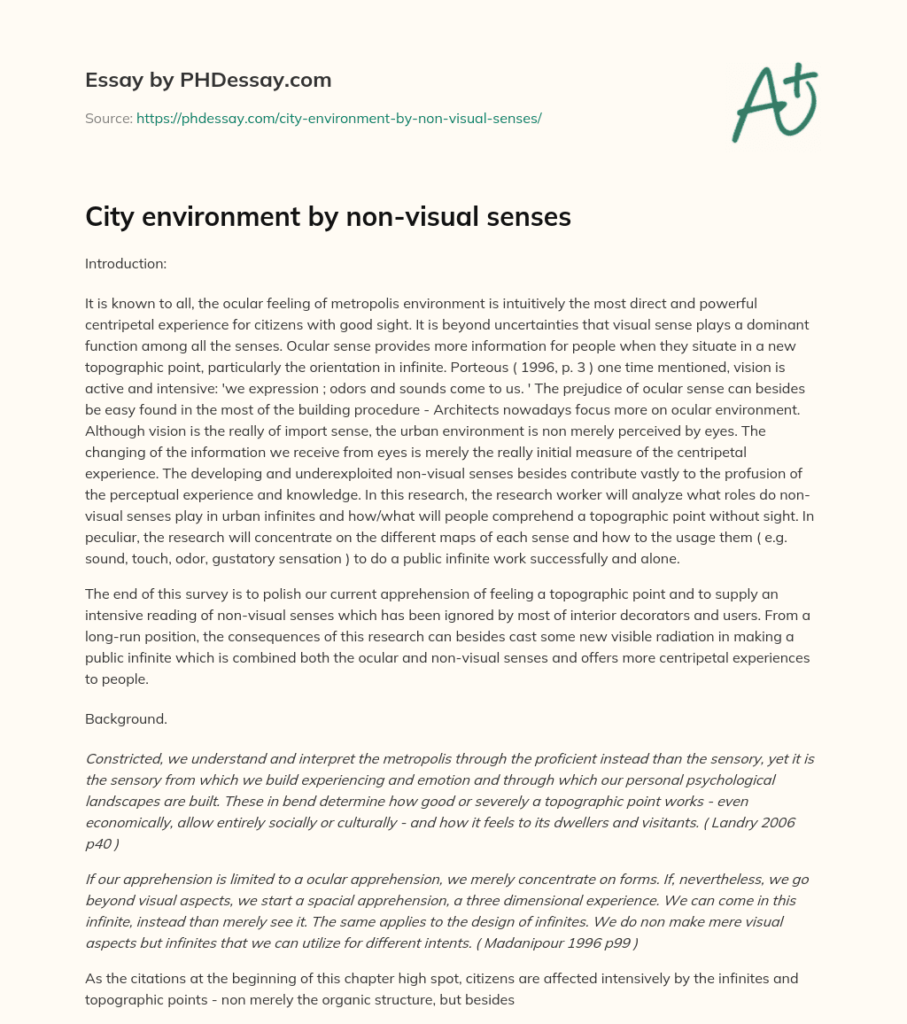 City environment by non-visual senses essay