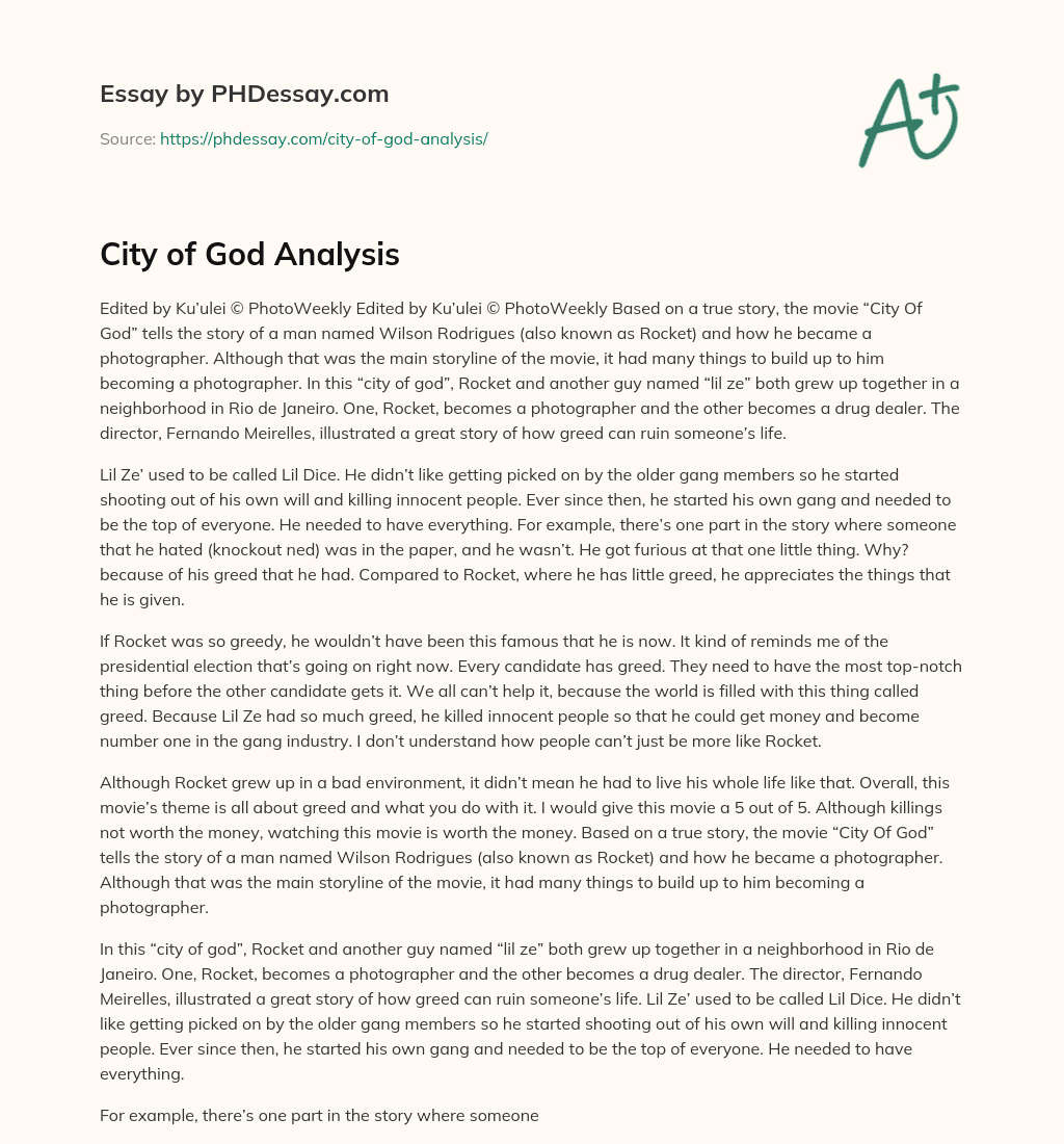 City of God Analysis essay