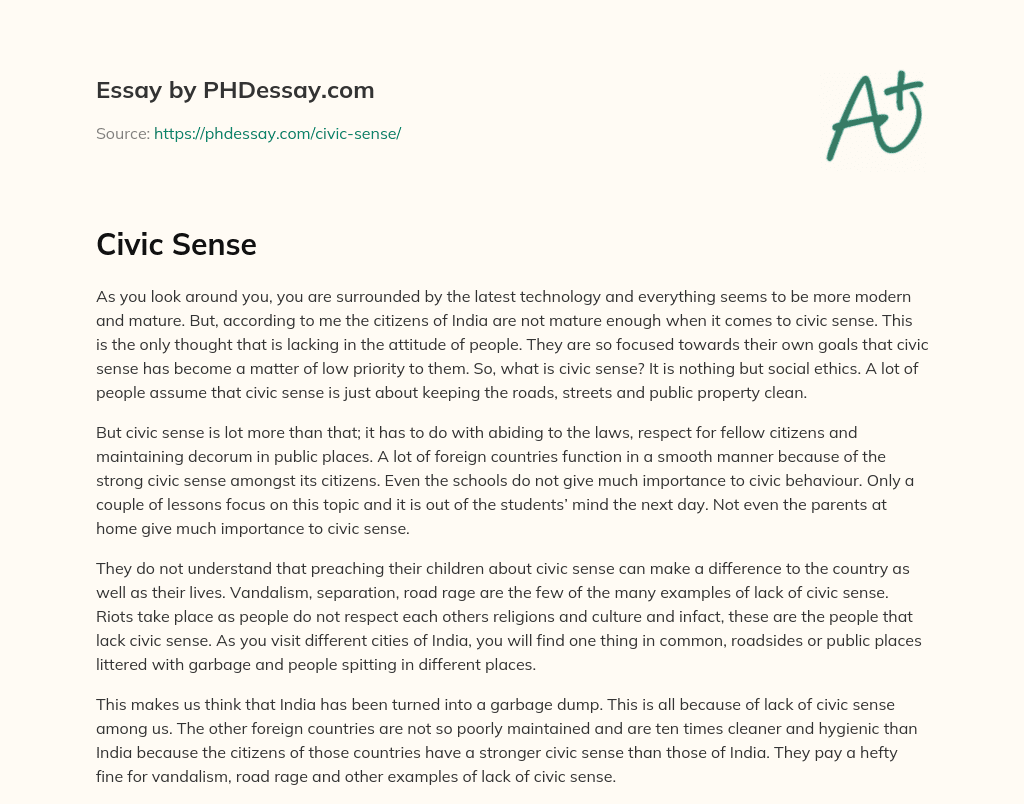Civic Sense Lacking Among Indian Citizens: Importance of Social Ethics essay