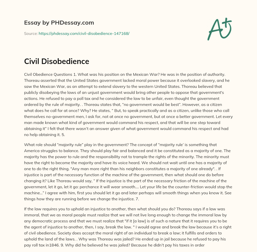 civil disobedience synthesis essay