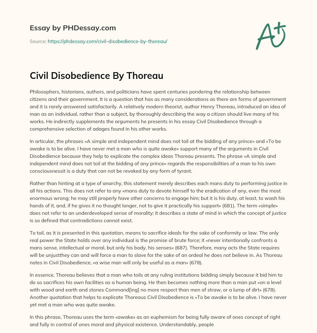 civil disobedience essay explained