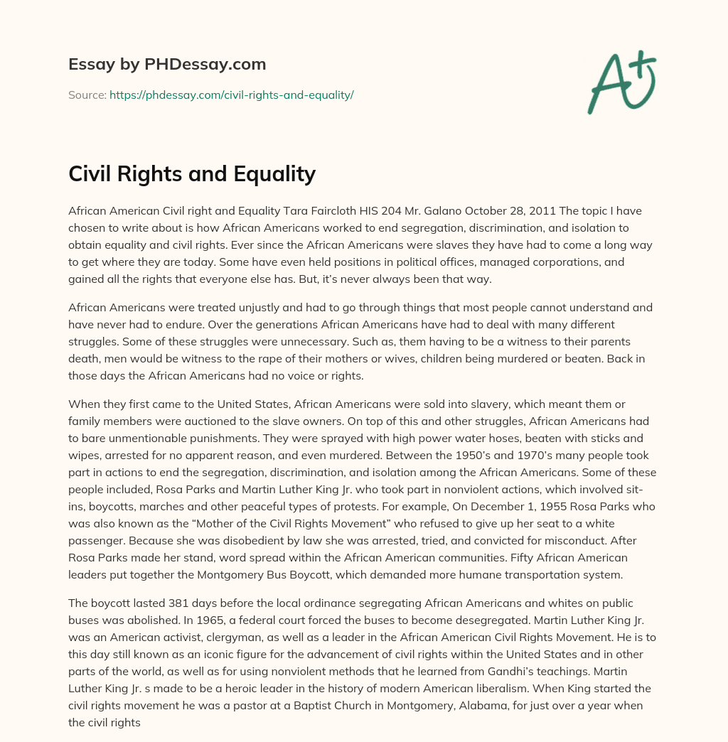Civil Rights and Equality essay
