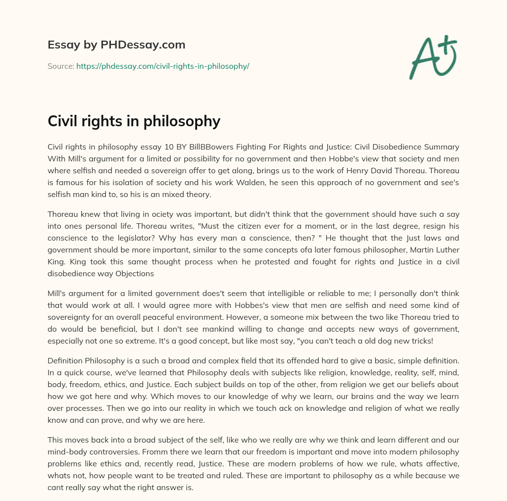 Civil rights in philosophy essay