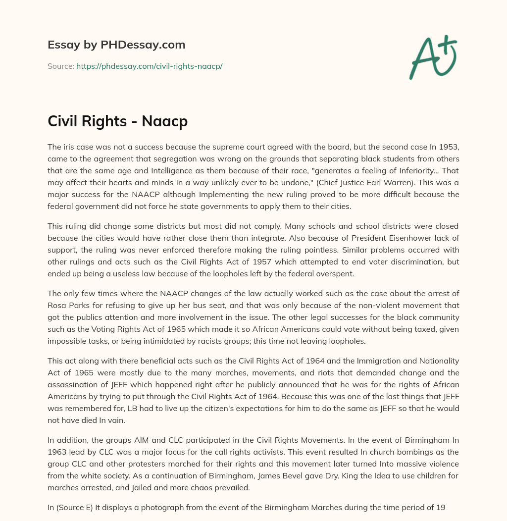 Civil Rights – Naacp essay