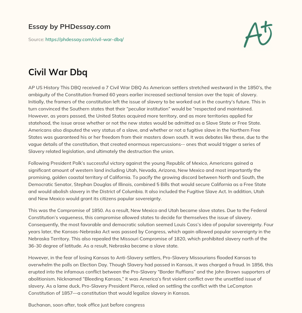 Civil War Dbq essay
