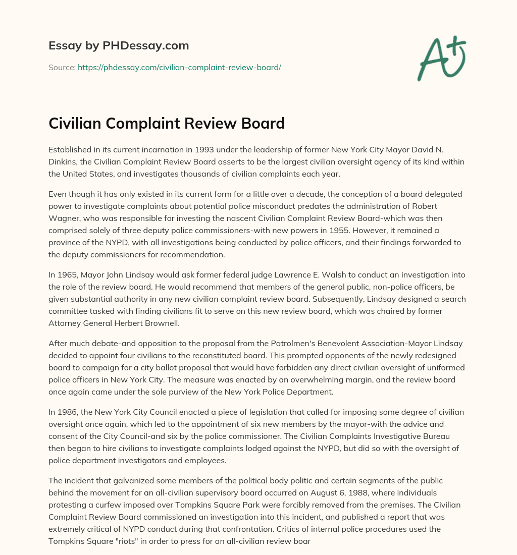 Civilian Complaint Review Board
