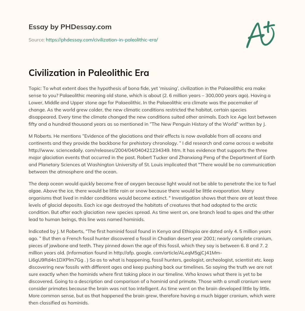 Civilization in Paleolithic Era essay
