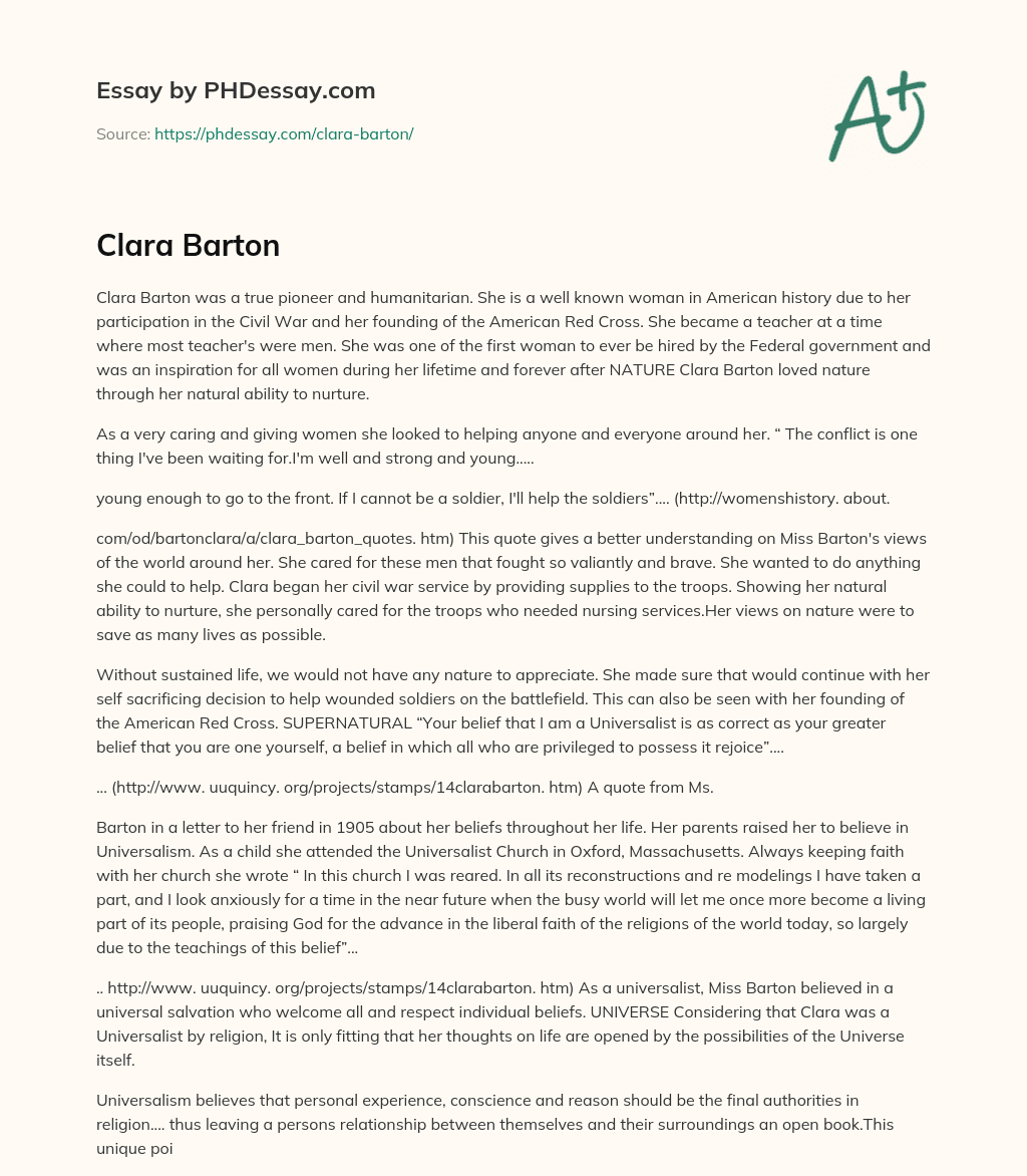 Clara Barton essay