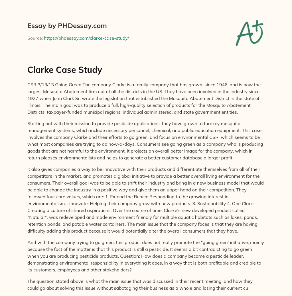 Clarke Case Study essay