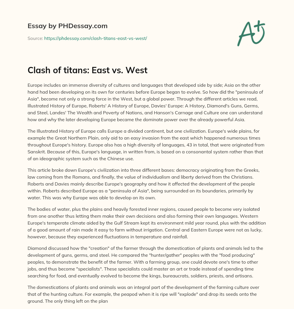 Clash of titans: East vs. West essay