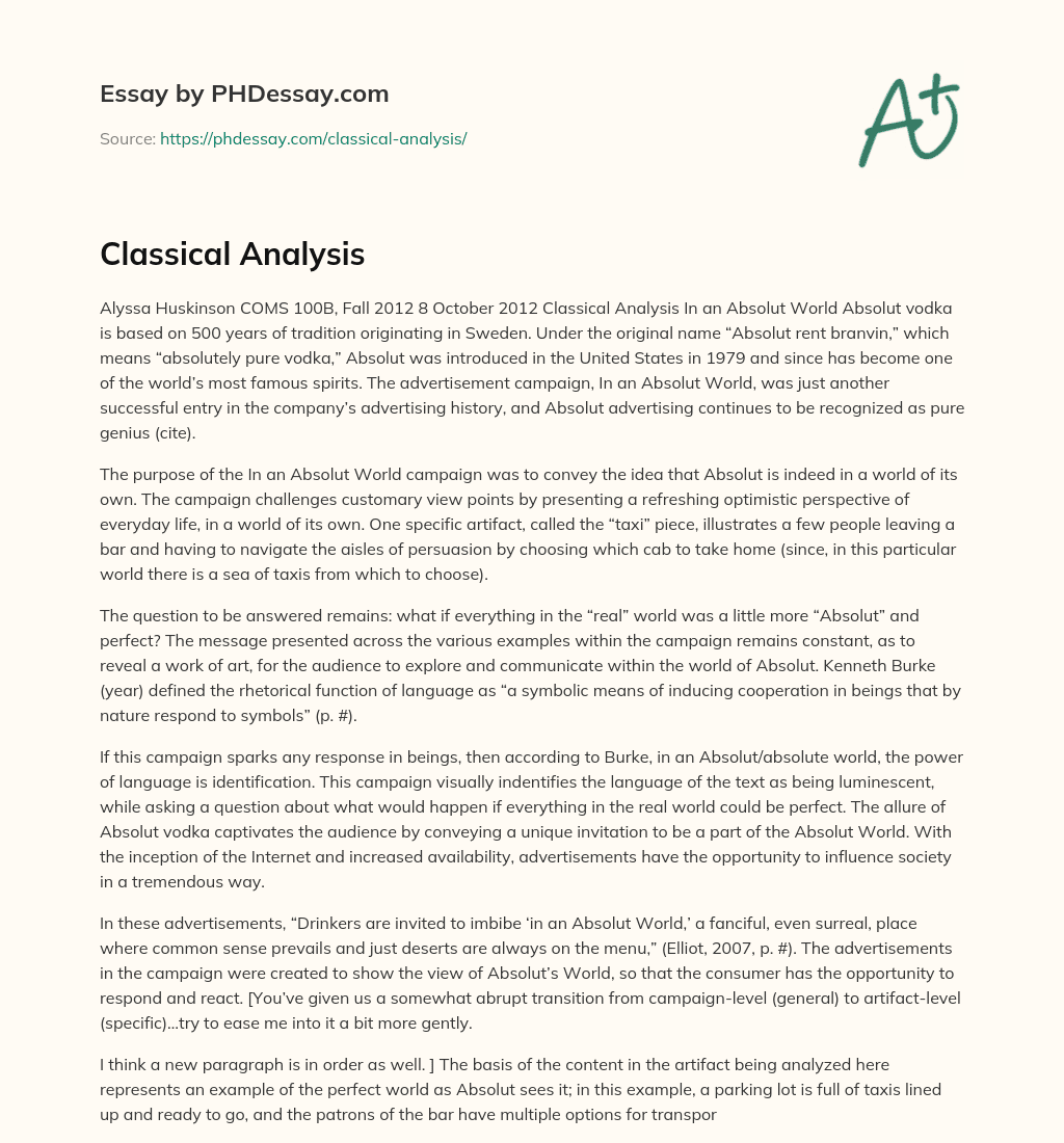 Classical Analysis essay