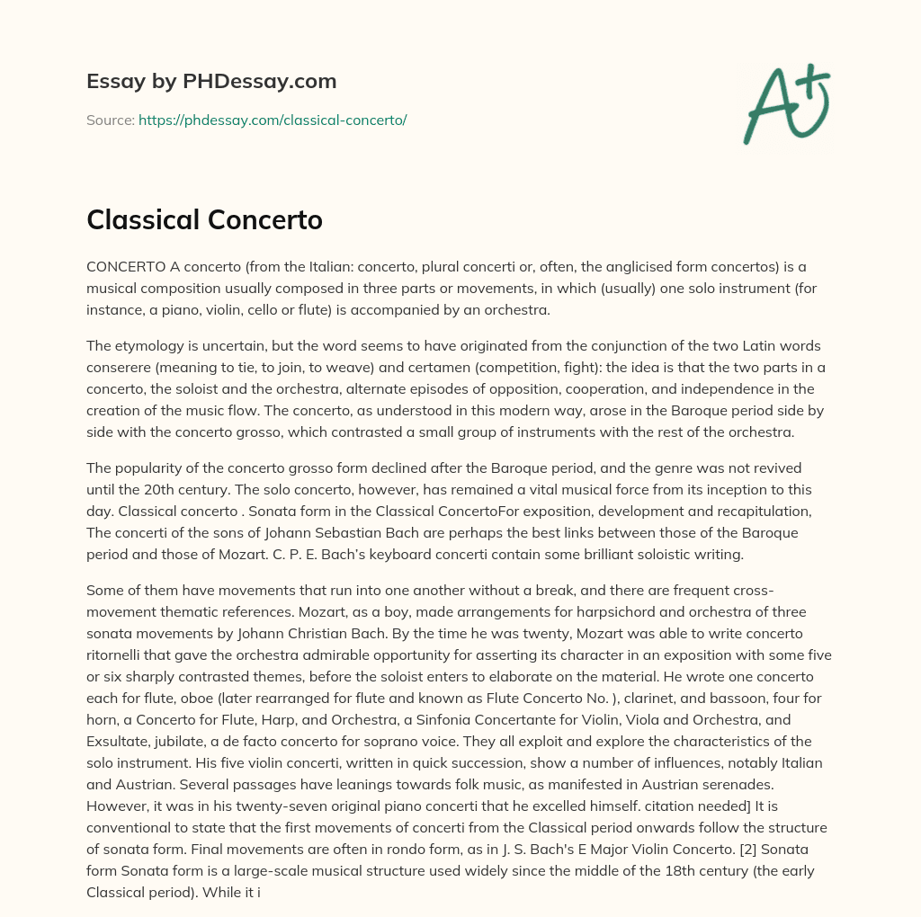 Classical Concerto essay