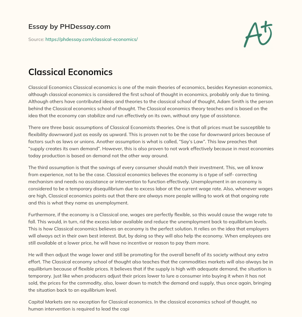 Classical Economics essay