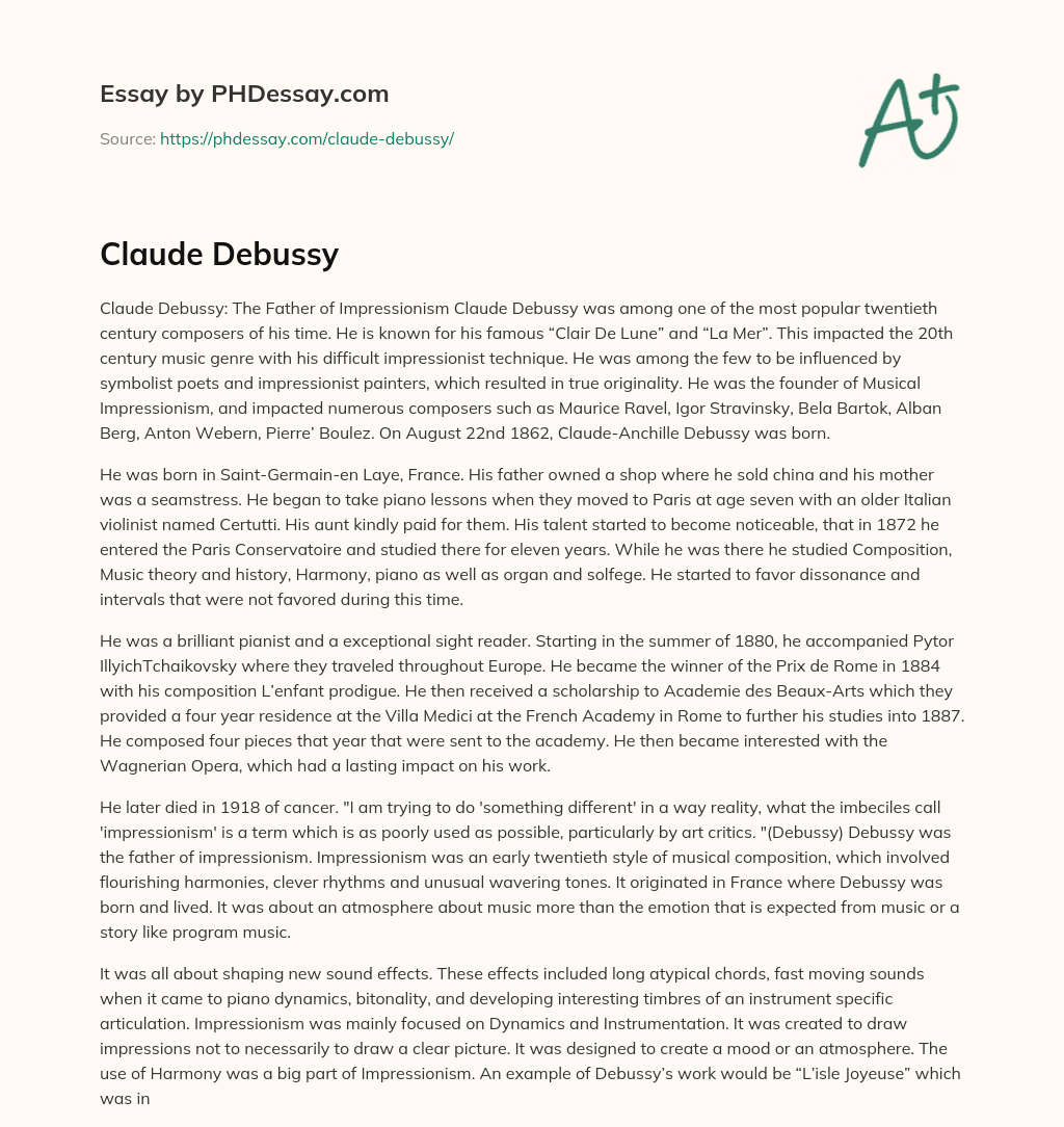 Claude Debussy essay