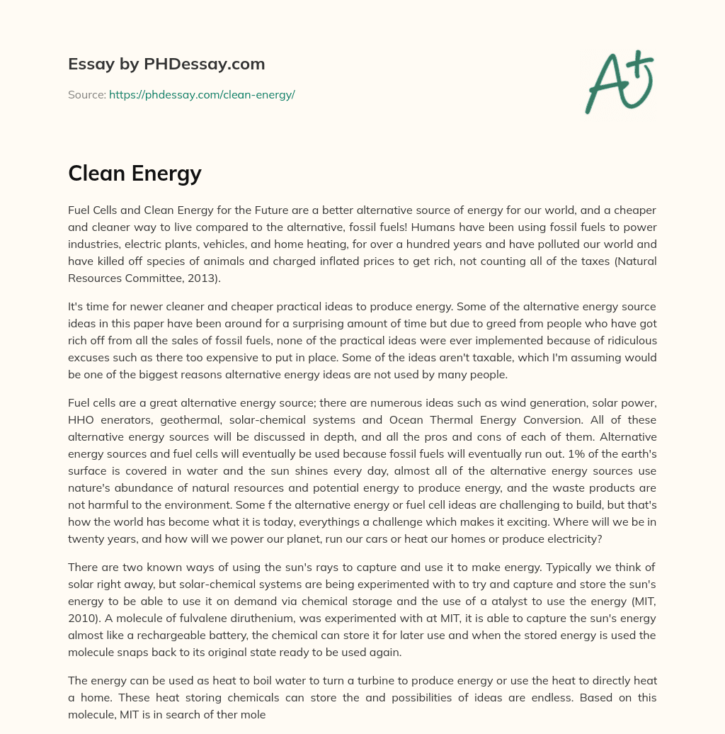 Clean Energy essay