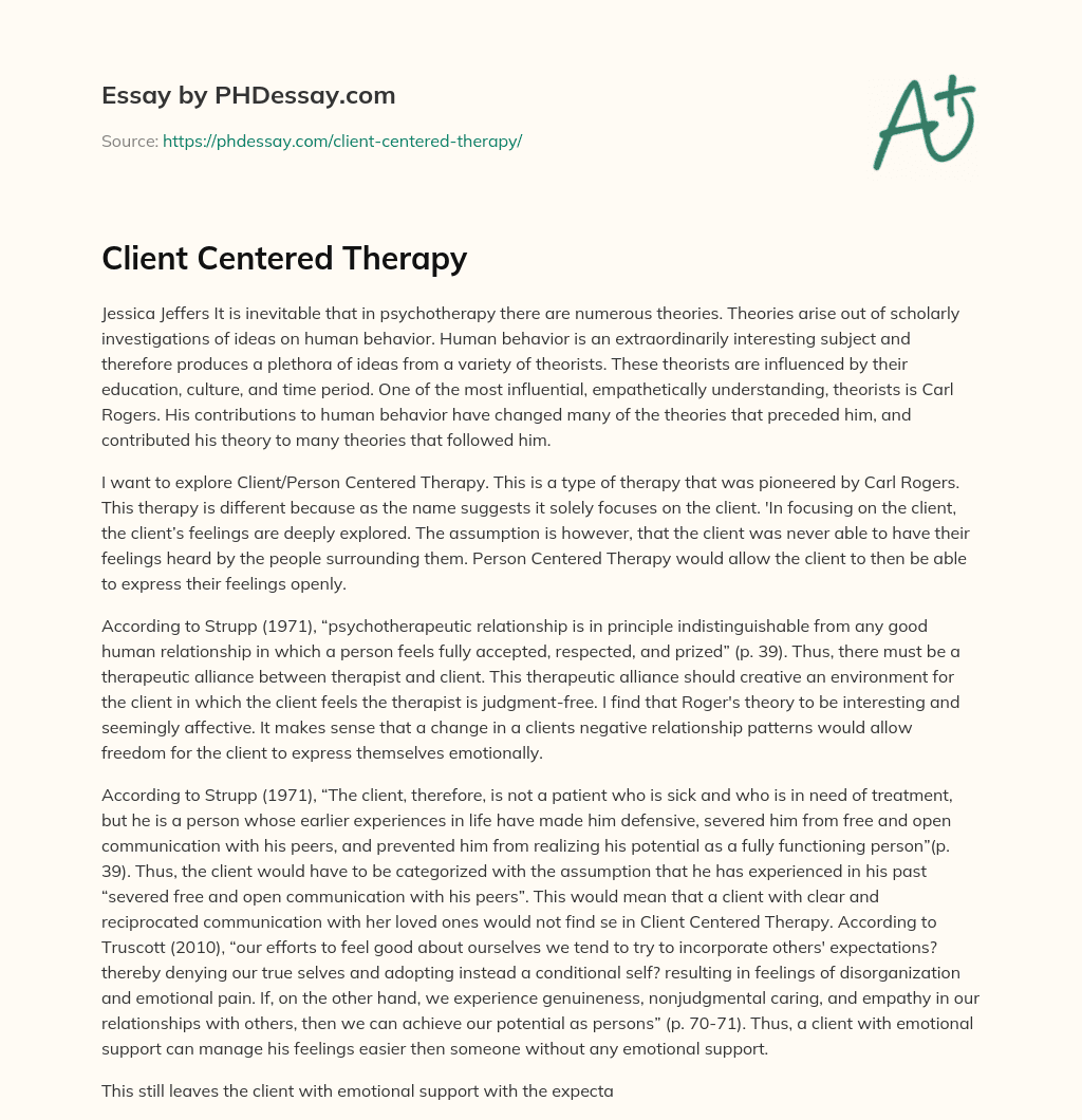 client centered therapy case study