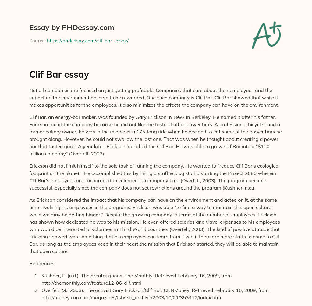 Clif Bar essay essay