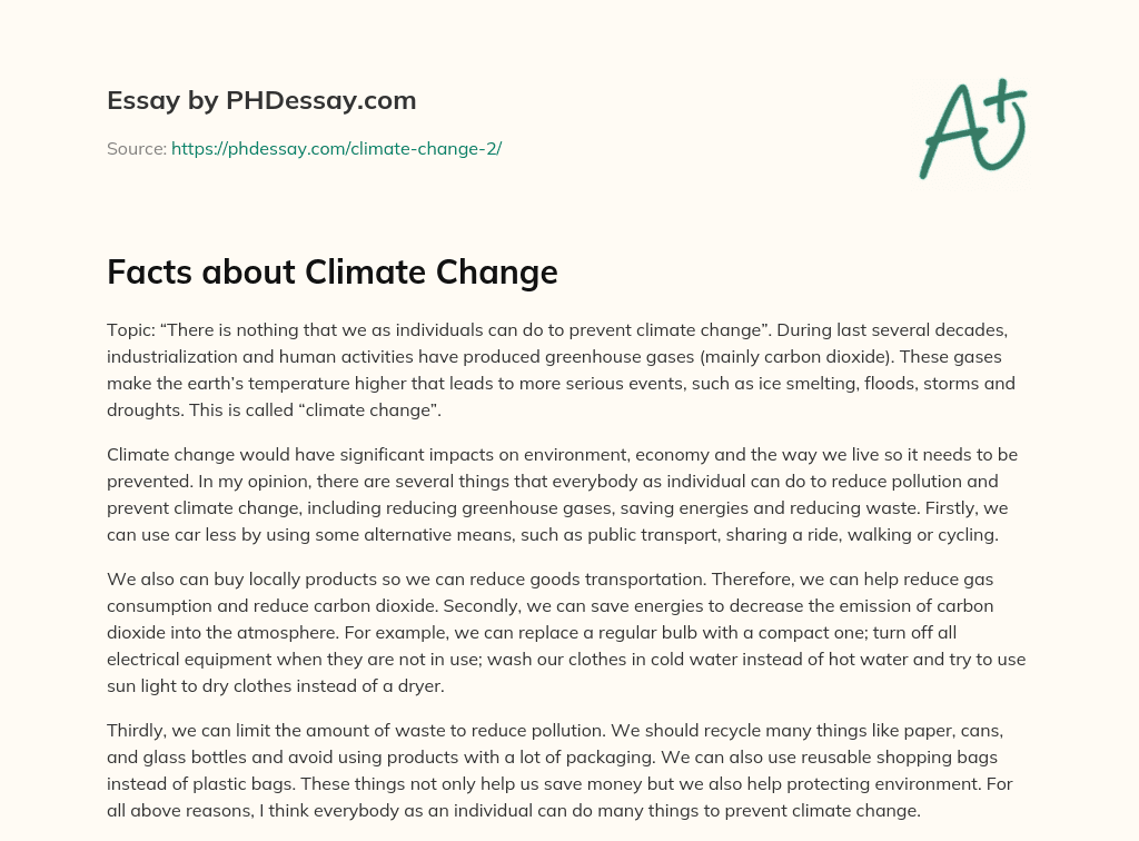 Facts about Climate Change essay