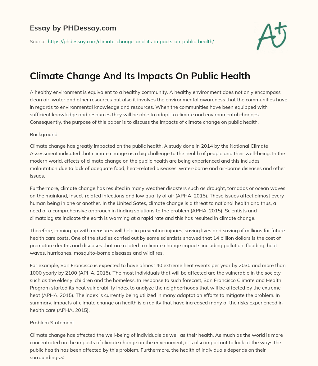 Climate Change And Its Impacts On Public Health essay