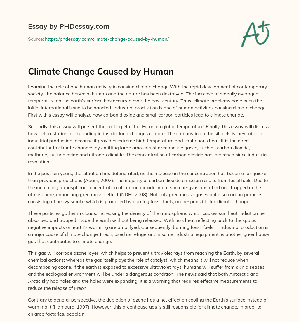 Climate Change Caused by Human essay