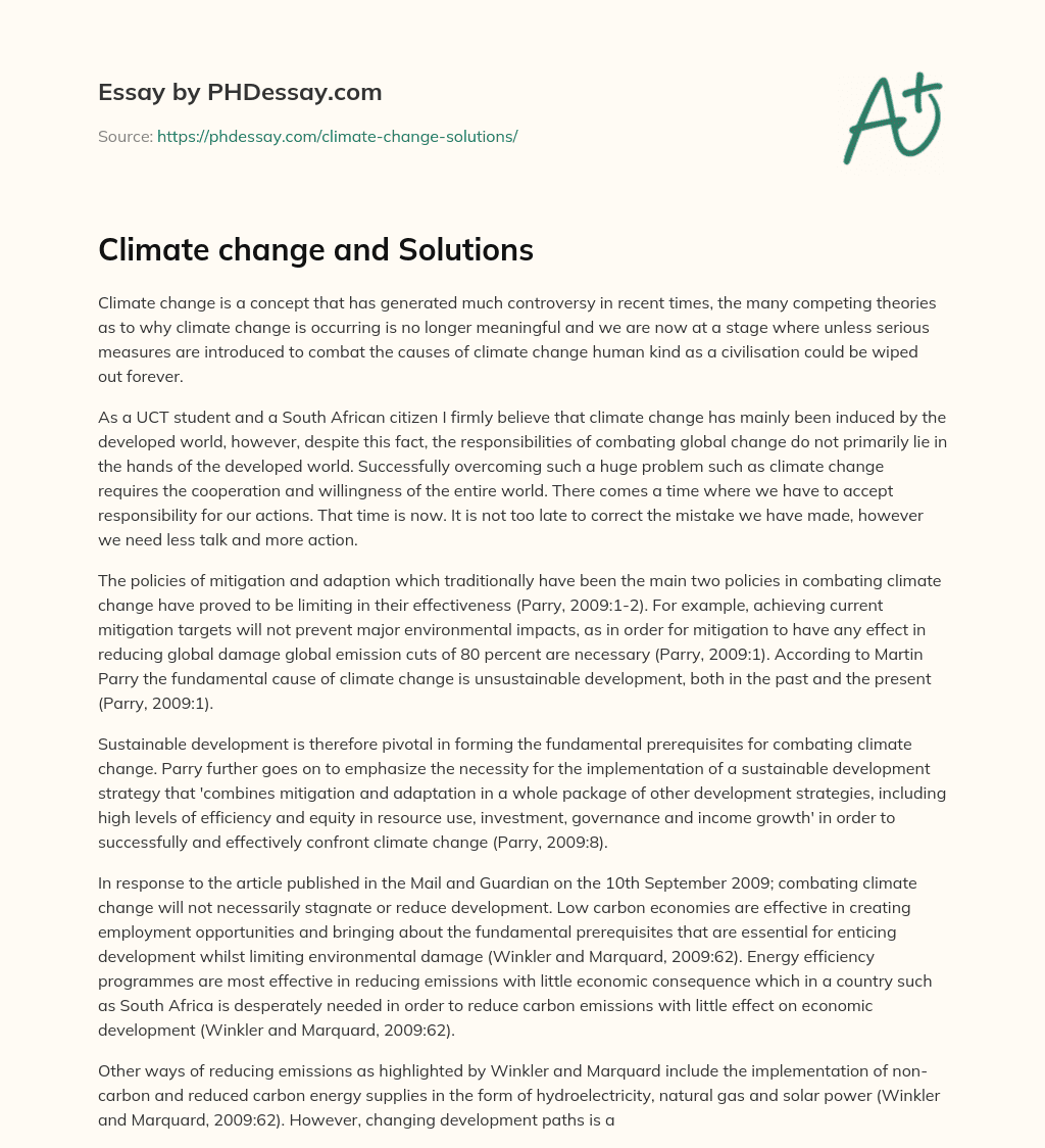 climate change and solutions essay