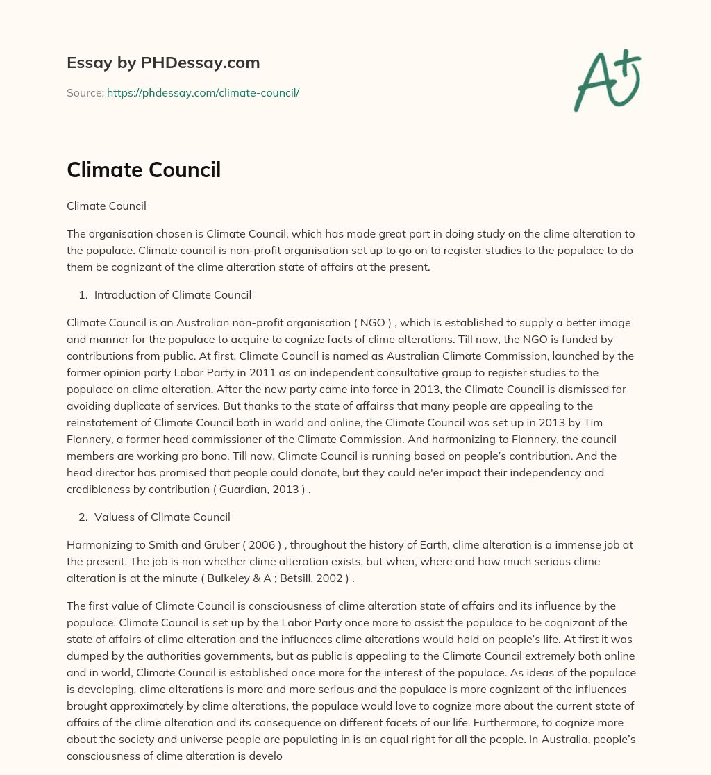 Climate Council essay