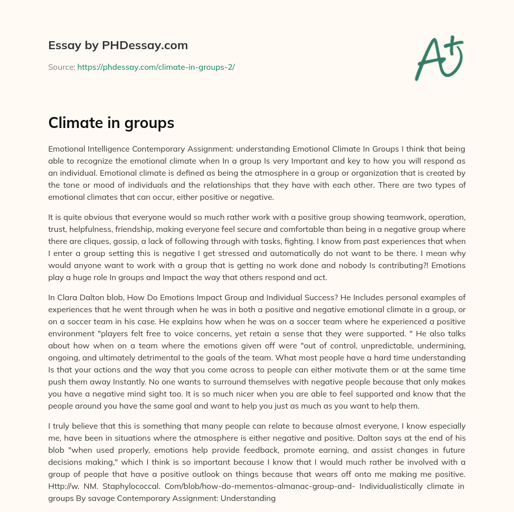 Climate in groups essay