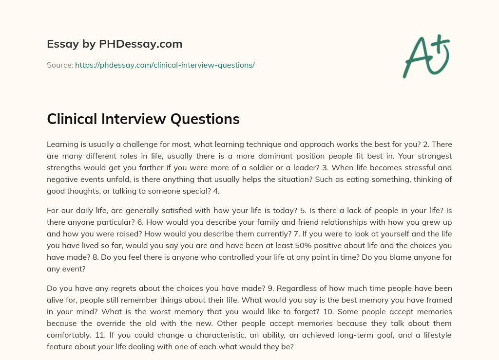 clinical research fellow interview questions