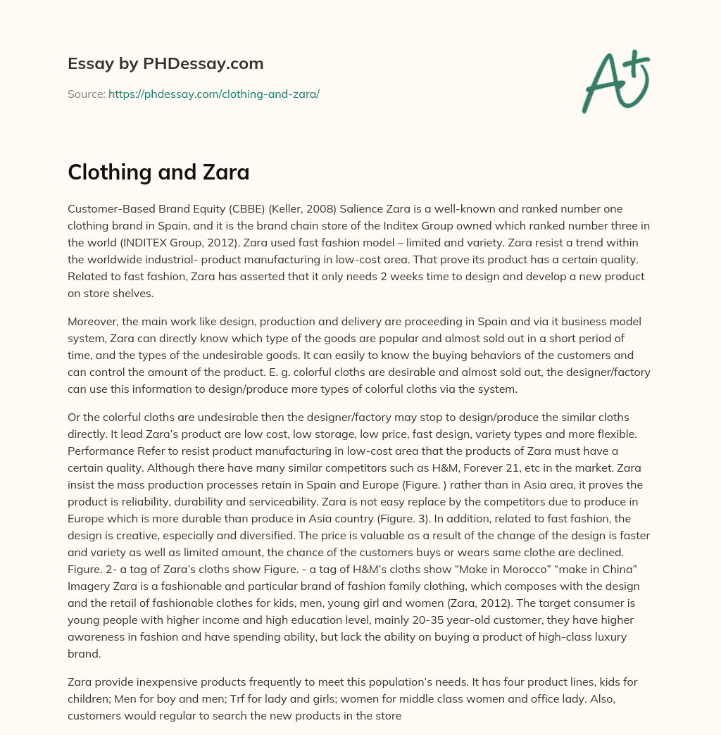 Clothing and Zara essay