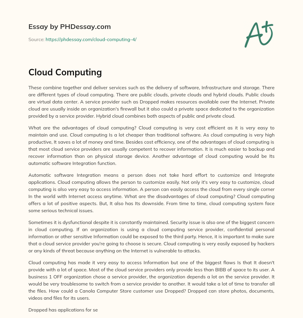 Cloud Computing essay