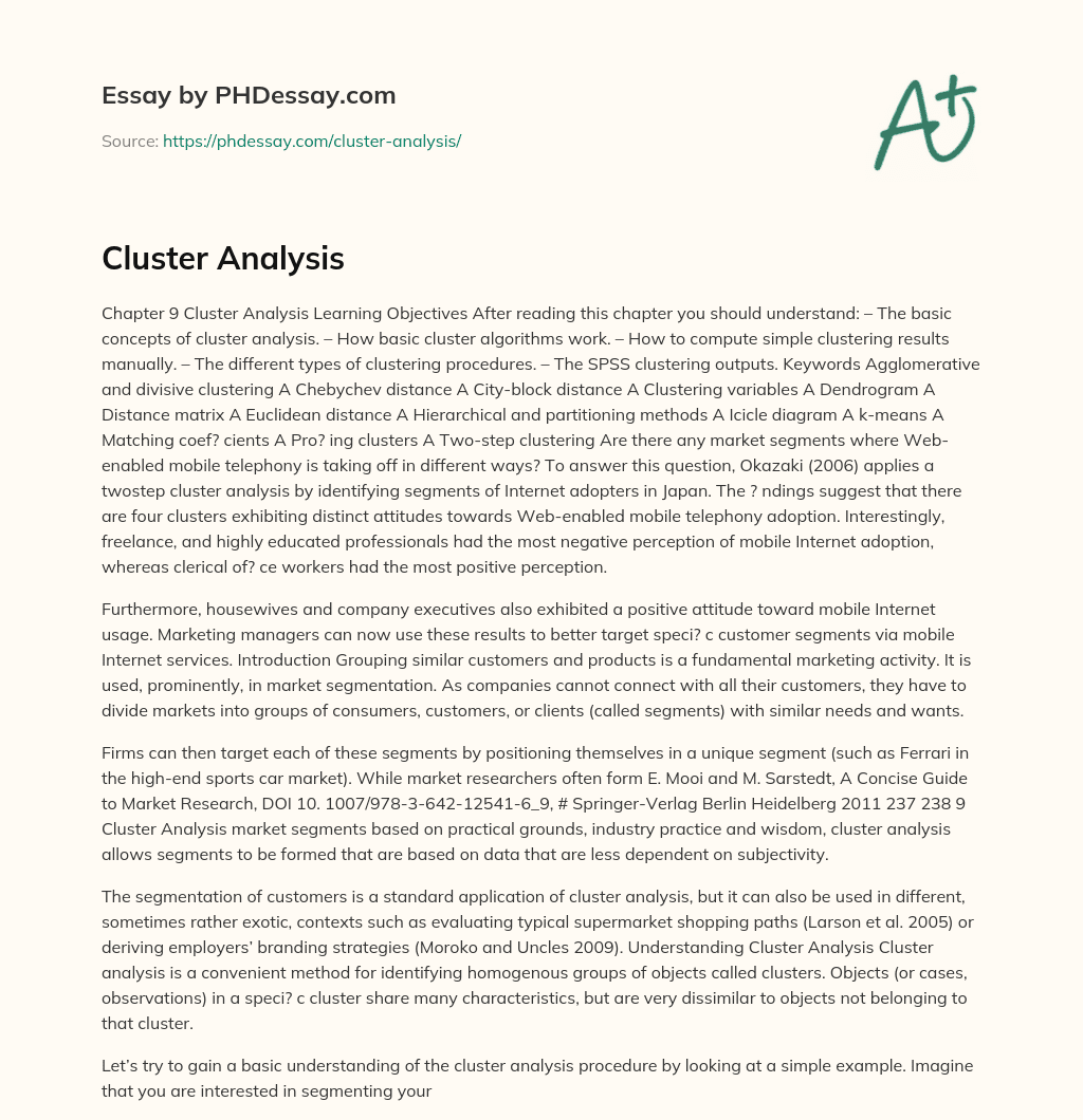 Cluster Analysis essay