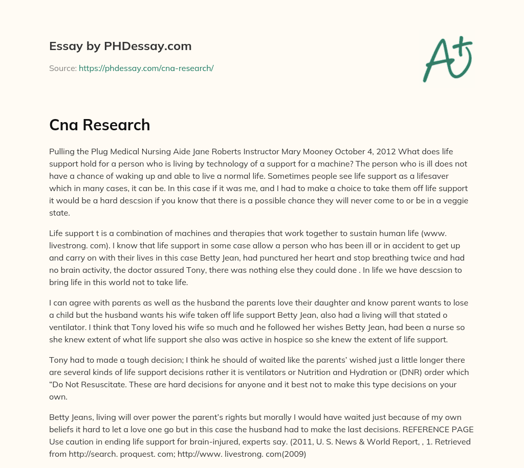 Cna Research essay