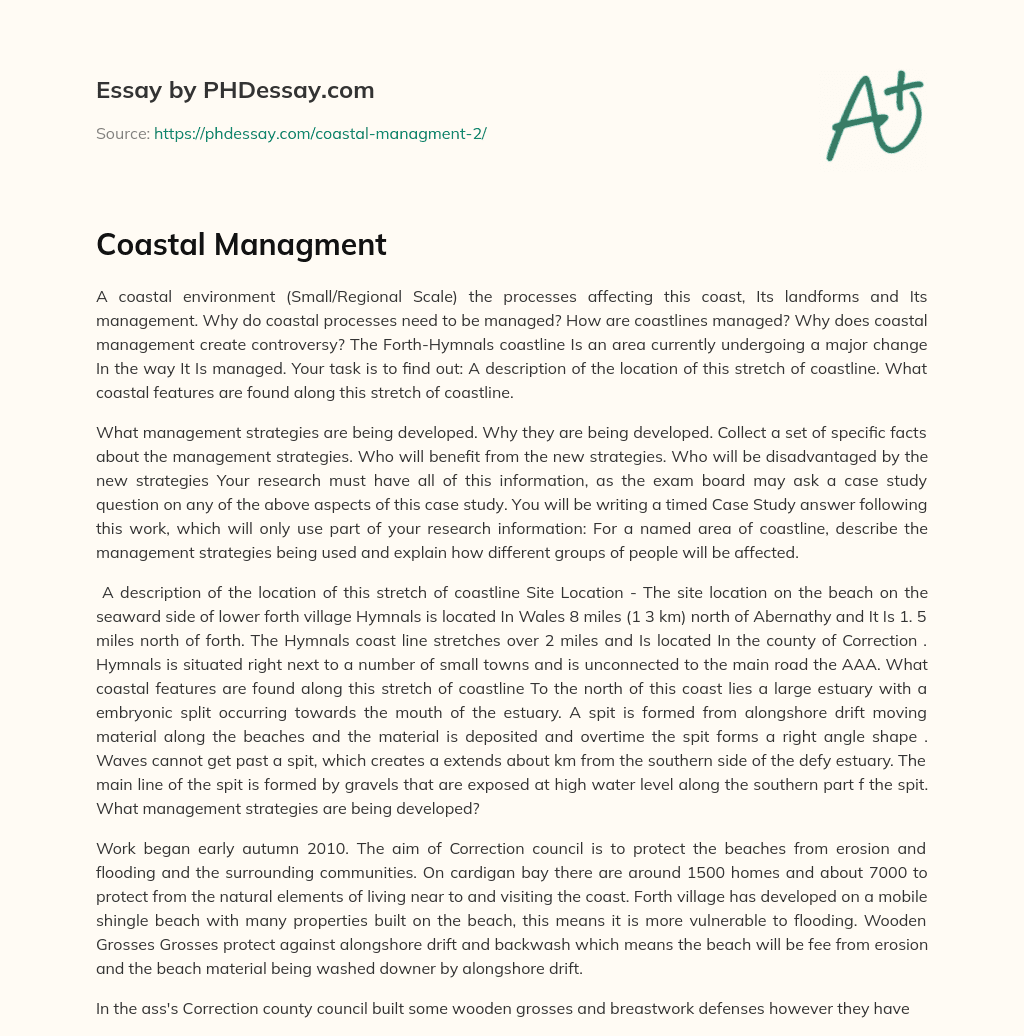 Coastal Managment essay