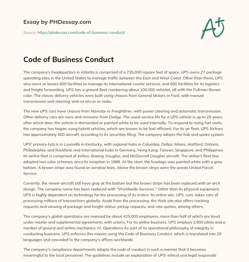 Code of Business Conduct essay