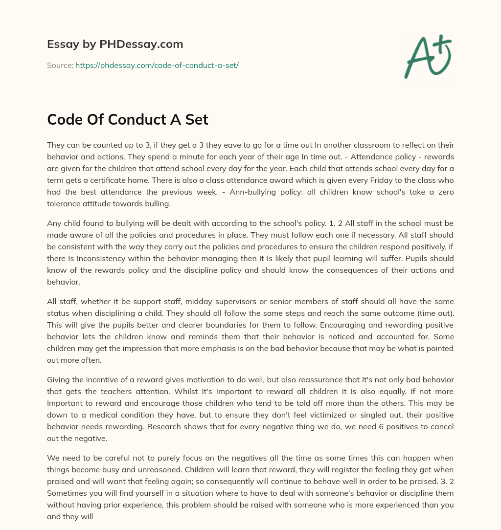 Code Of Conduct A Set essay