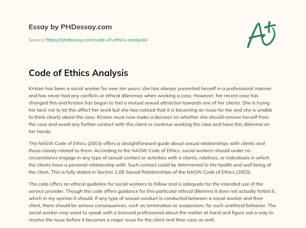 Code of Ethics Analysis essay