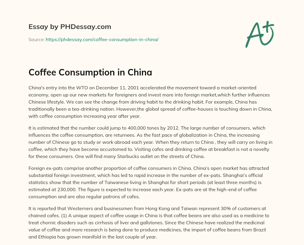 Coffee Consumption in China essay