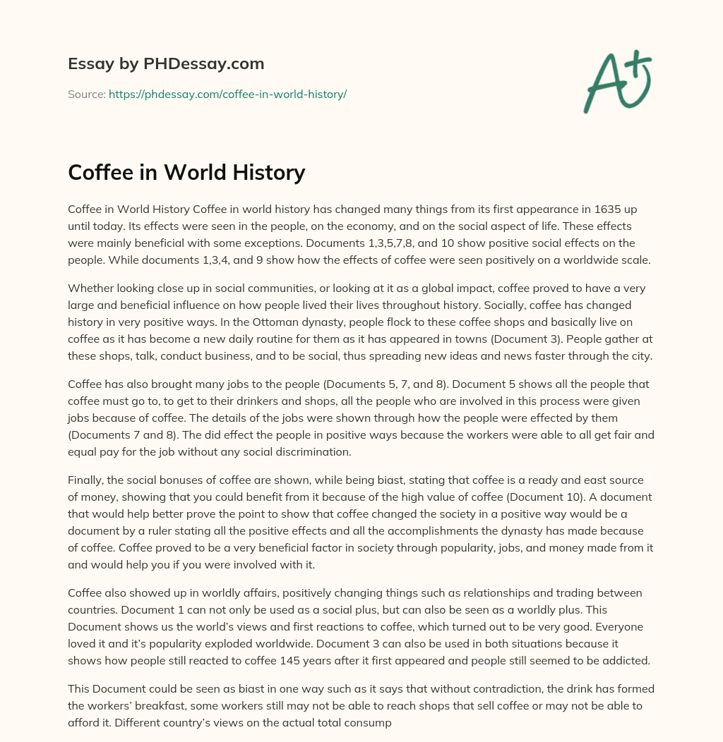 Coffee in World History essay